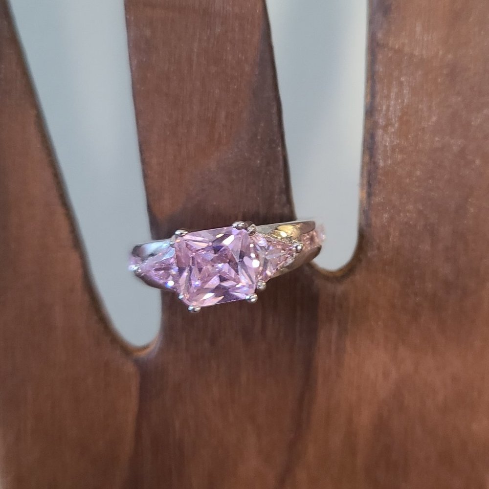 Pink Three Stone Ring